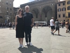 Chrissy and Cameron in the Piazza della Signoria