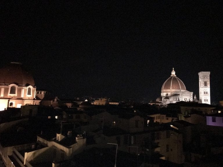 Duomo at night from rooftop Florence 